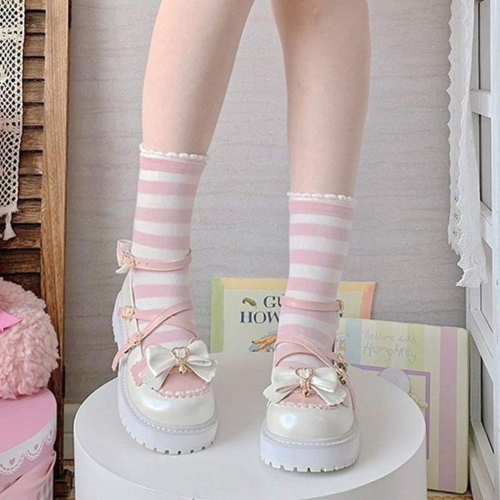 Colorblock Bow Knot Lolita Mary Janes Shoes
